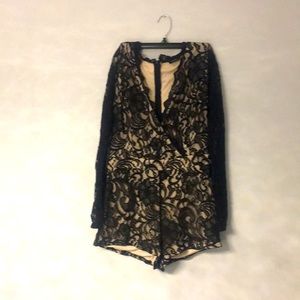 Black lace romper with shorts